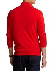 Polo Ralph Lauren Cotton Regular Fit Quarter Zip Mock Neck Sweater Small Red