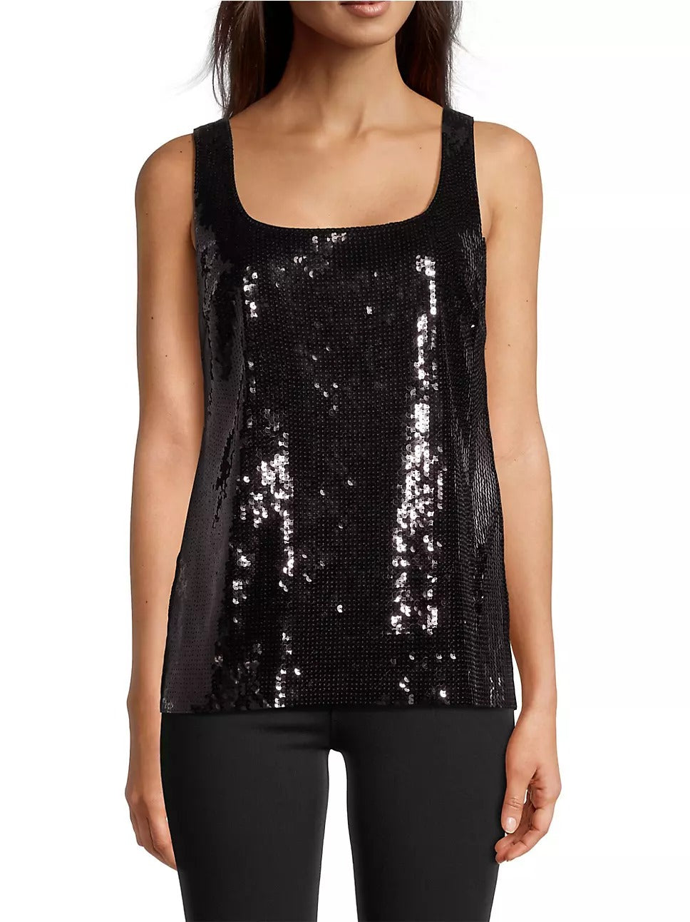 Kobi Halperin Womens Gillian Sleeveless Sequined Top Size XXL Black Blouse