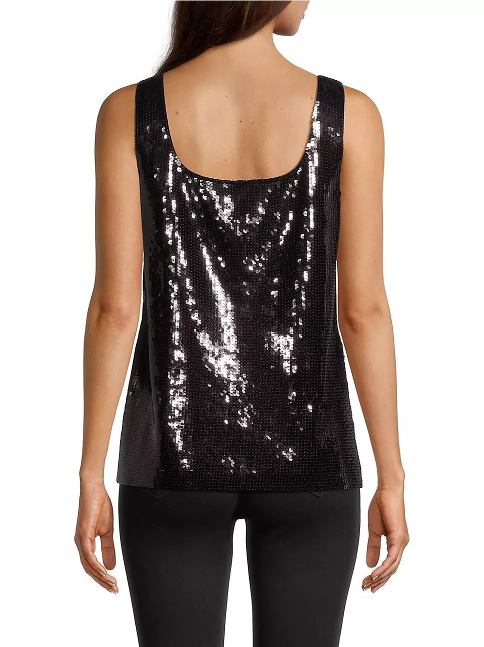 Kobi Halperin Womens Gillian Sleeveless Sequined Top Size XXL Black Blouse