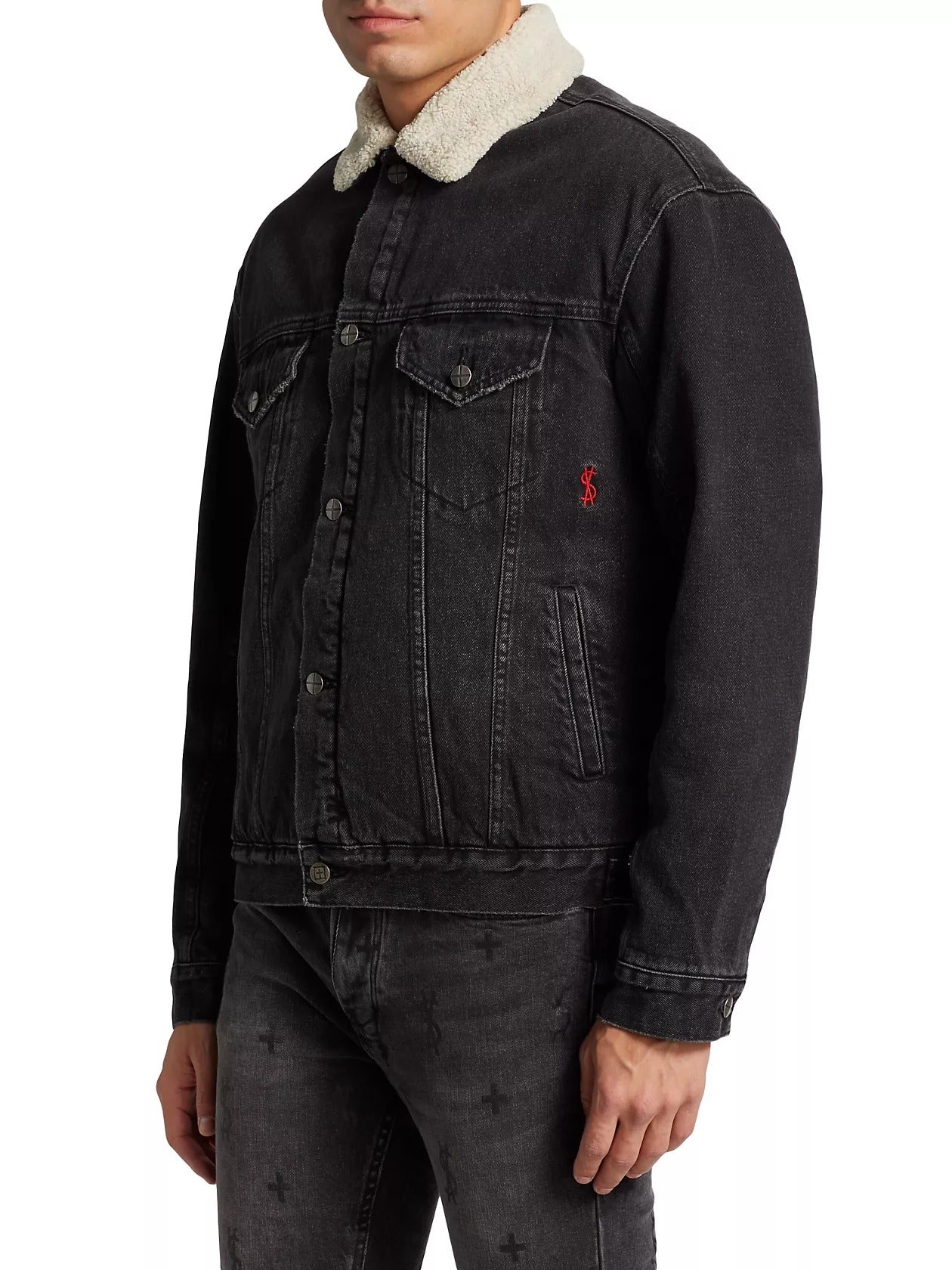 Ksubi Mens Casual Denim Jacket Coat Small Black