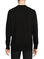 Karl Lagerfeld Paris Men's Slim Fit Striped Polo Sweater Black White Large