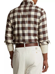 Polo Ralph Lauren Men's Checked Button-Front Shirt Medium Winter Cream Brown