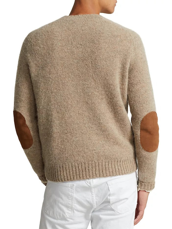 Polo Ralph Lauren  Wool & Alpaca-Blend Crewneck Sweater XXL Oak Brown Elbow Pad