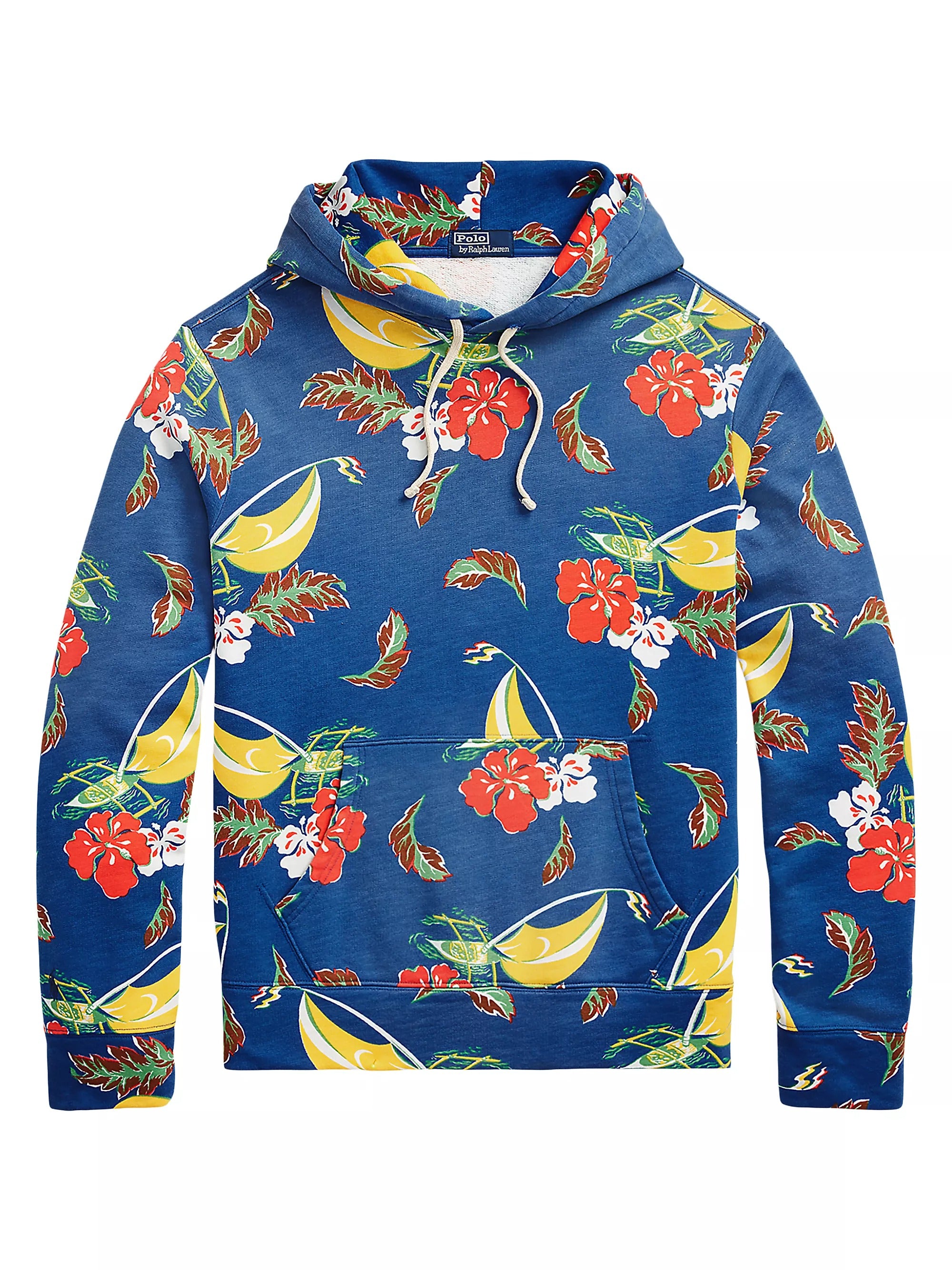 Polo Ralph Lauren Mens Hawaiian Graphic Hoodie Sweatshirt Blue Multi Large