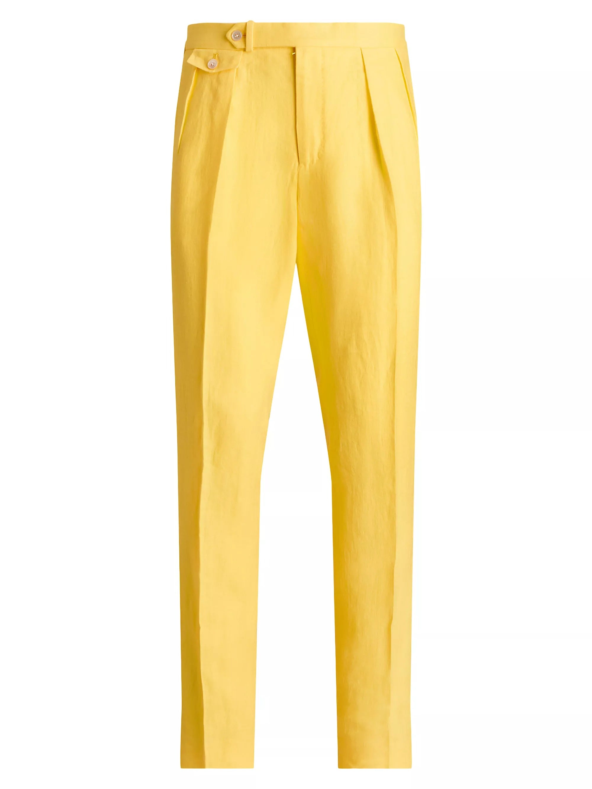 Polo Ralph Lauren Mens Pleated Linen Pants Yellow 34 x 33