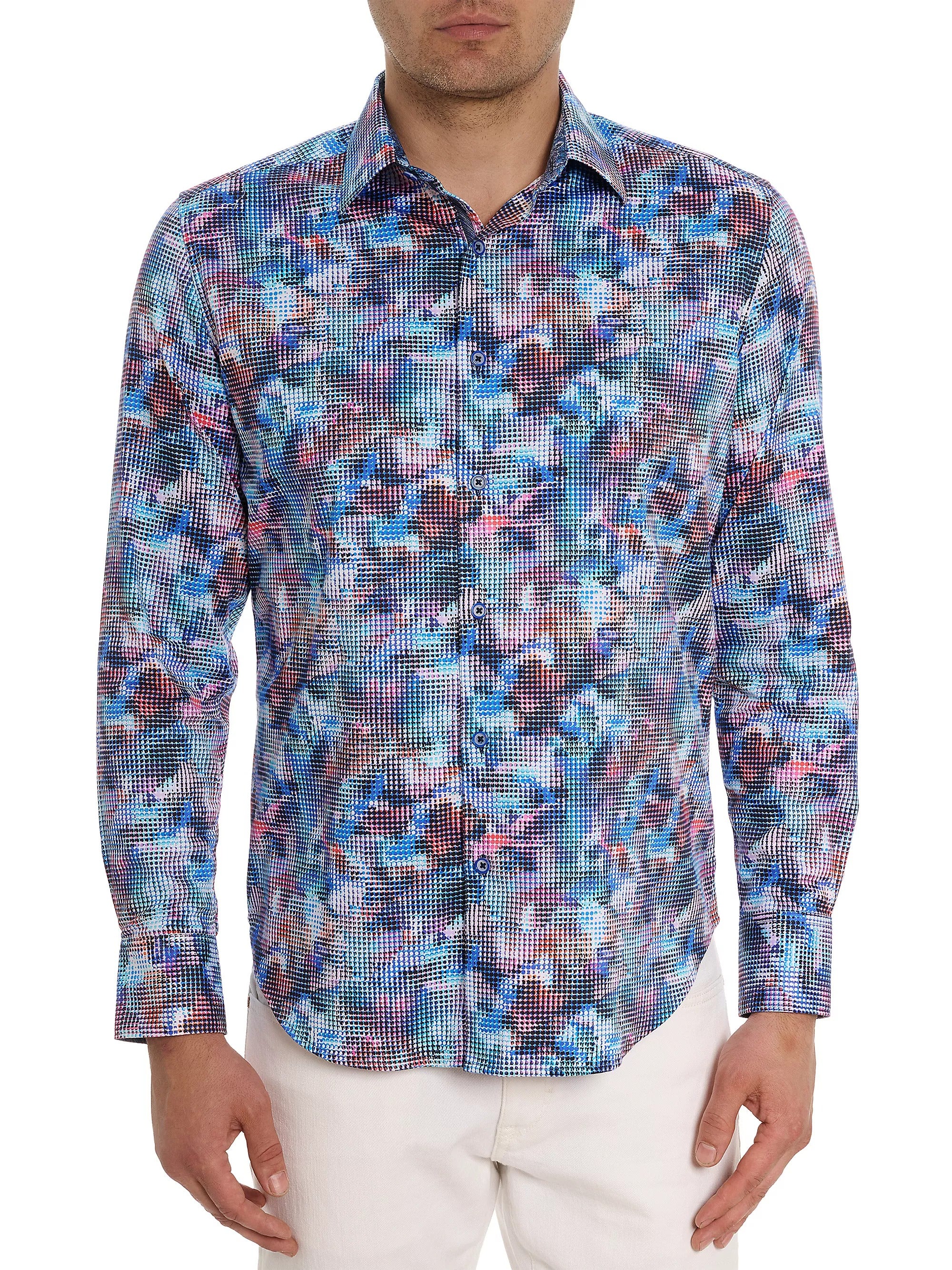 Robert Graham Mens Outer Banks Woven Button Shirt Large Bright Colors