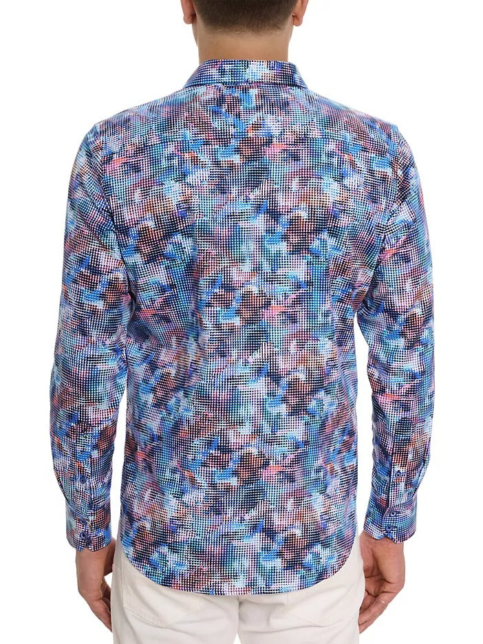 Robert Graham Mens Outer Banks Woven Button Shirt Large Bright Colors