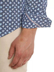 Robert Graham Mens Slim Senan Knit Button Down Shirt Blue Large
