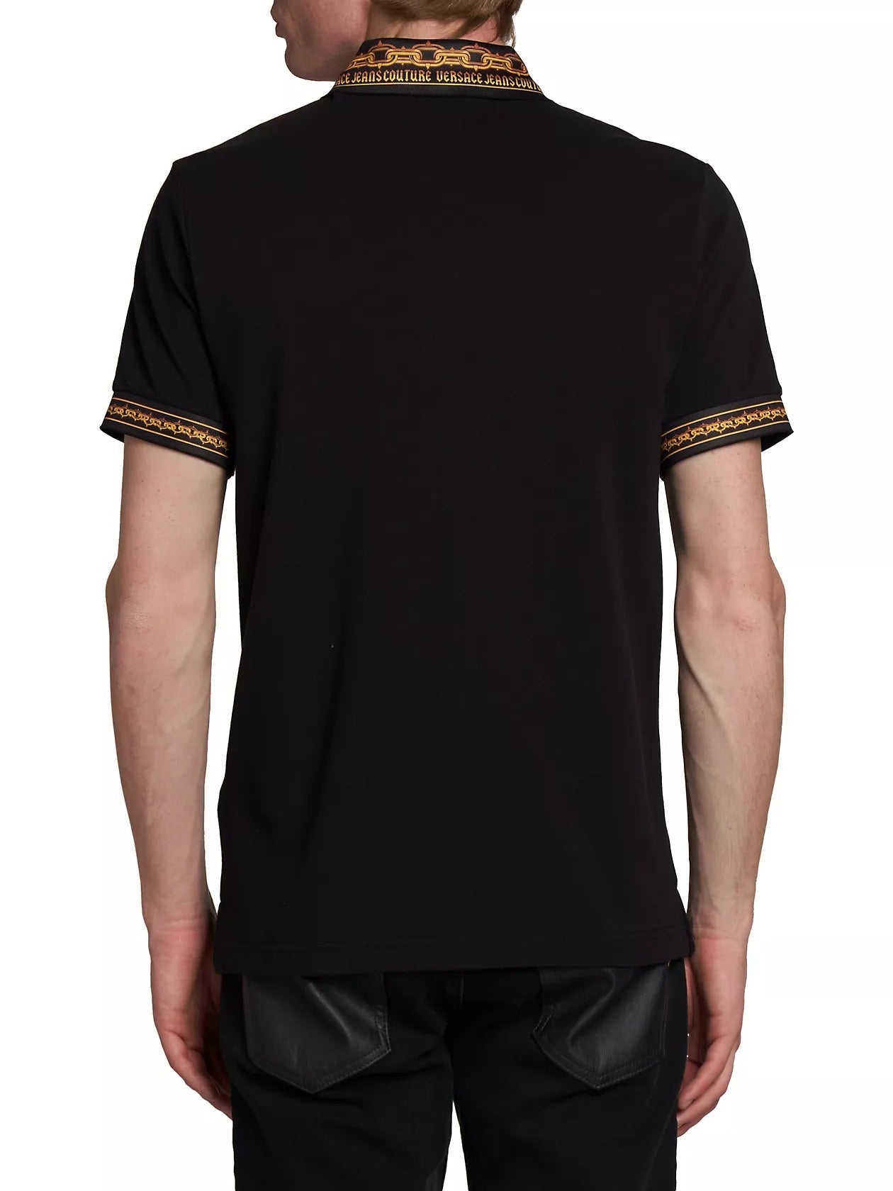 Versace Jeans Couture Mens Slim fit Short Sleeve Polo Shirt Small Black Solid