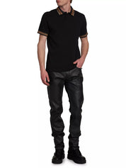 Versace Jeans Couture Mens Slim fit Short Sleeve Polo Shirt Small Black Solid