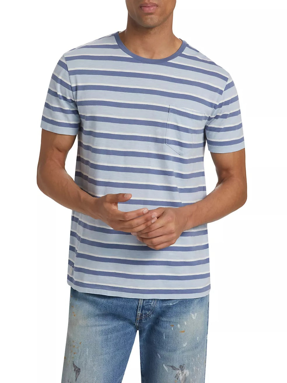 Polo Ralph Lauren Mens Striped Short Sleeve T Shirt Blue Large