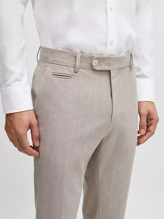 Hugo Boss Men's Genius Micro-Patterned Slim-Fit Dress Pants 32 x 32 Beige