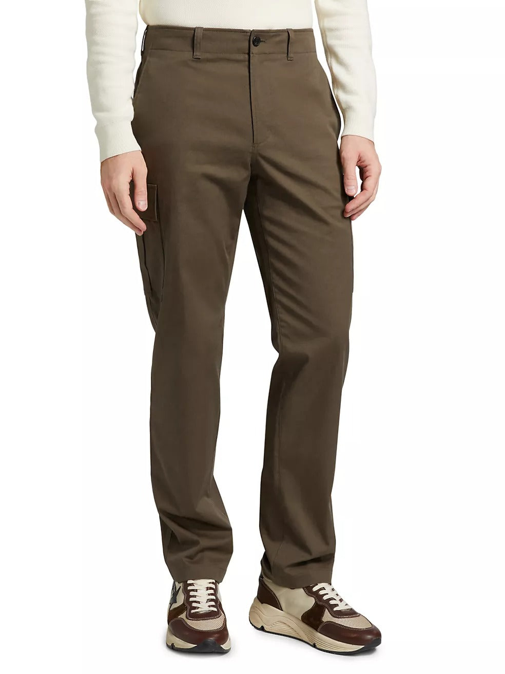 Theory Mens Stretch-Cotton Cargo Trousers Pants Size 36 x 32 Moss Green