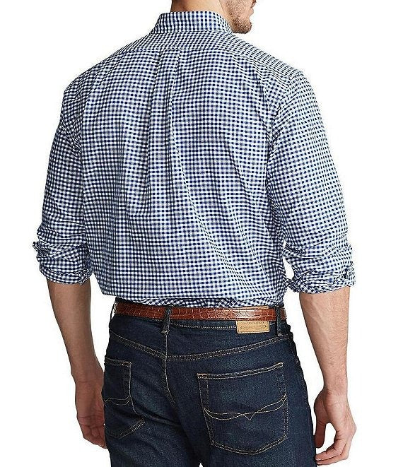 Polo Ralph Lauren Big & Tall Gingham Oxford Button Down Shirt XLT XL Tall Blue