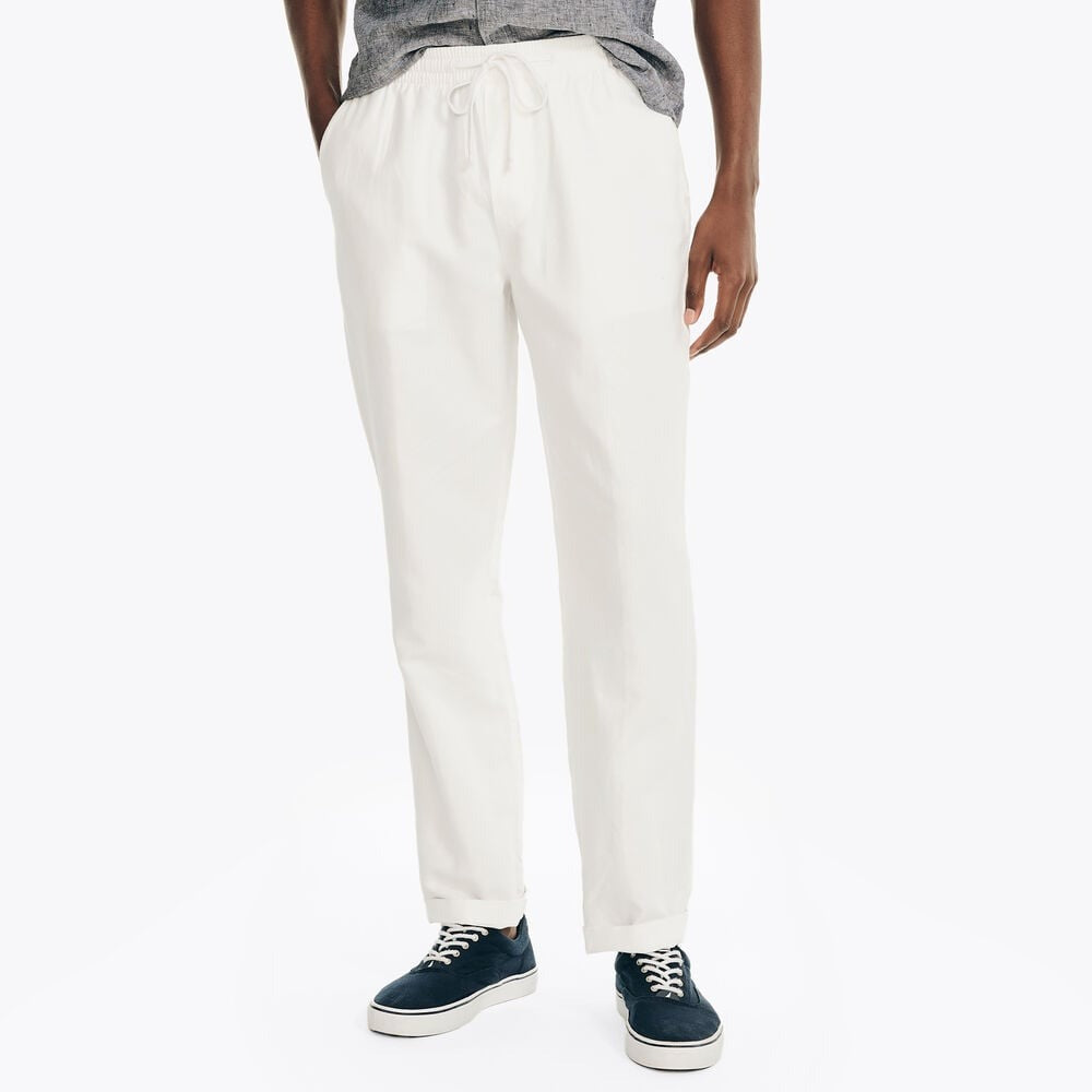 Nautica Men's Classic Fit Elastic Drawstring Linen Pants Bright White 2XL