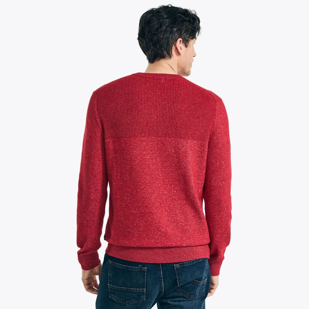 Nautica Men's Textured Knit Crewneck Sweater Tango Red Small