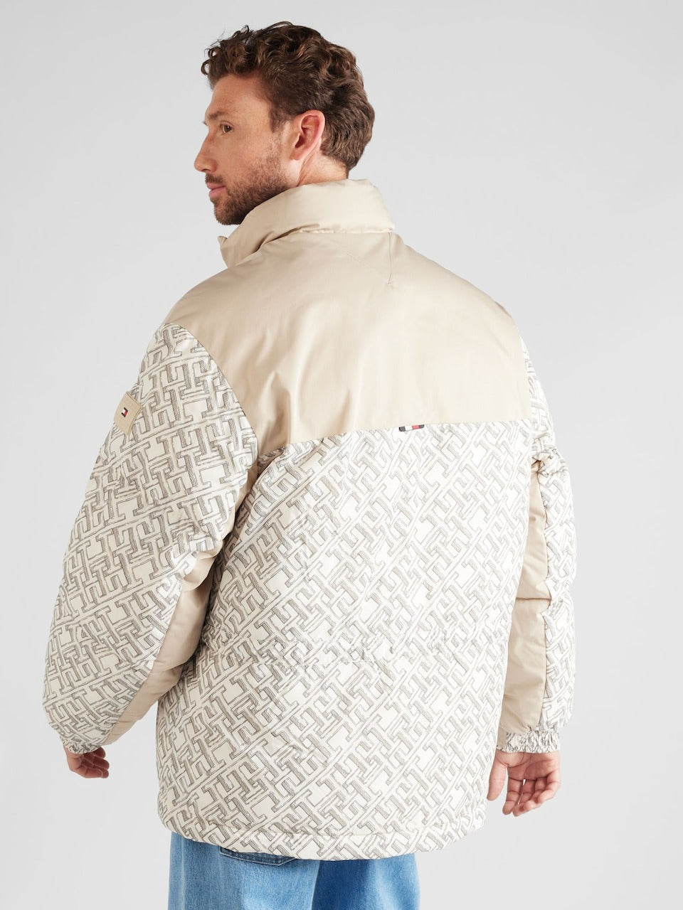 Tommy Hilfiger Men's New York Sketch Monogram Puffer Jacket Coat White XXL