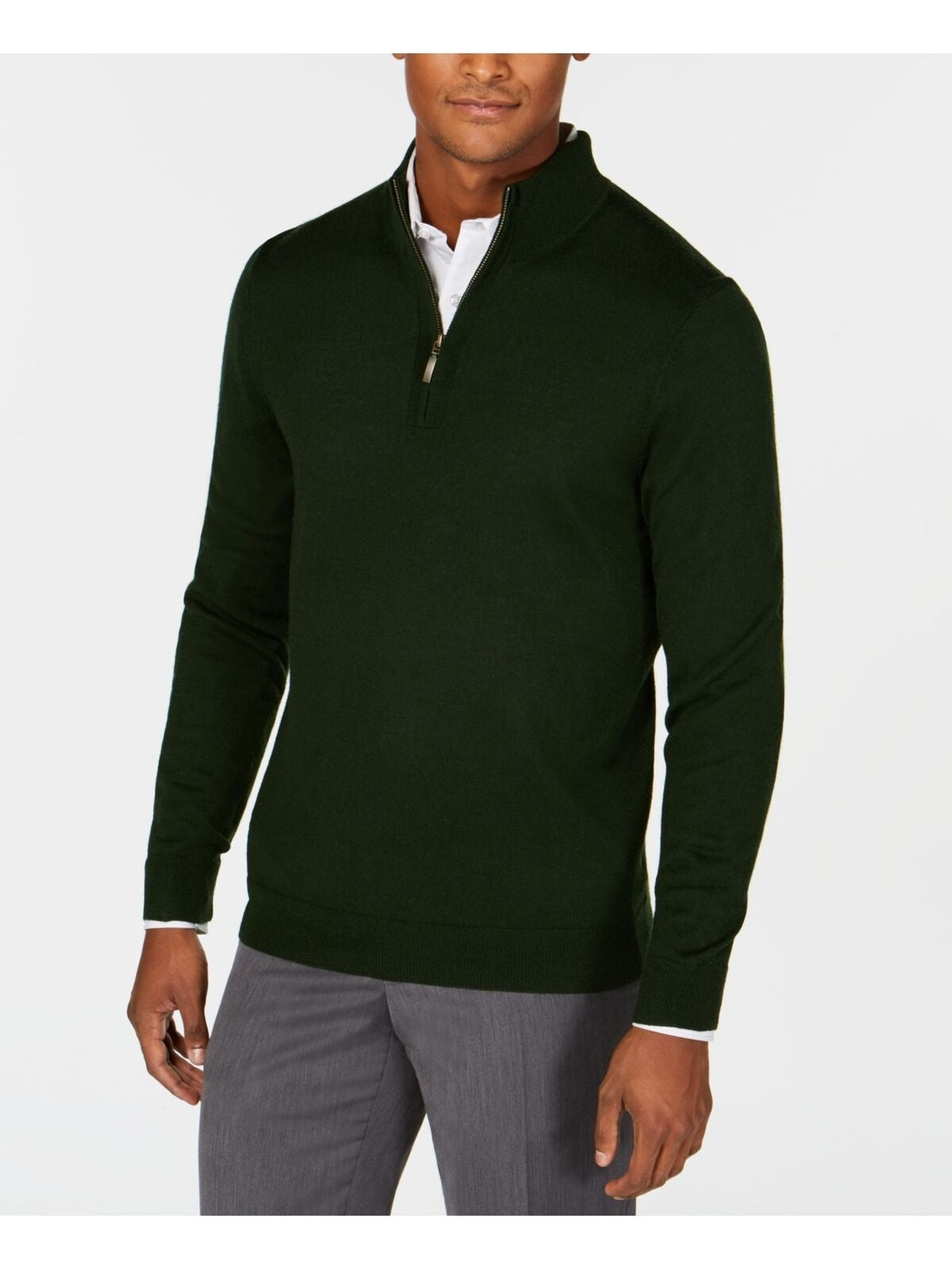 Club Room Men's Regular Fit Quarter Zip Sweater Ivy League Green XXL Wool