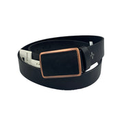 Sun + Stone Mens Faux Leather Textured Belt Black L 38 40