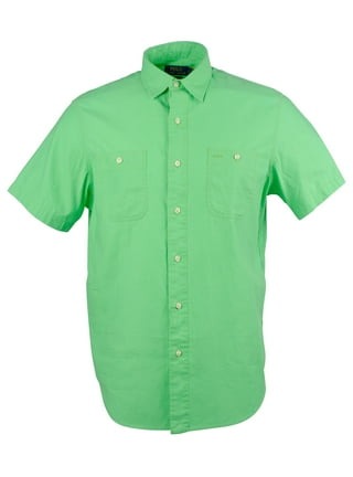 POLO RALPH LAUREN Men's Cotton Short Sleeve Button Up Shirt Medium Green