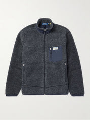 POLO RALPH LAUREN Mens Shell-Trimmed Heavy Fleece Jacket Large Navy Blue