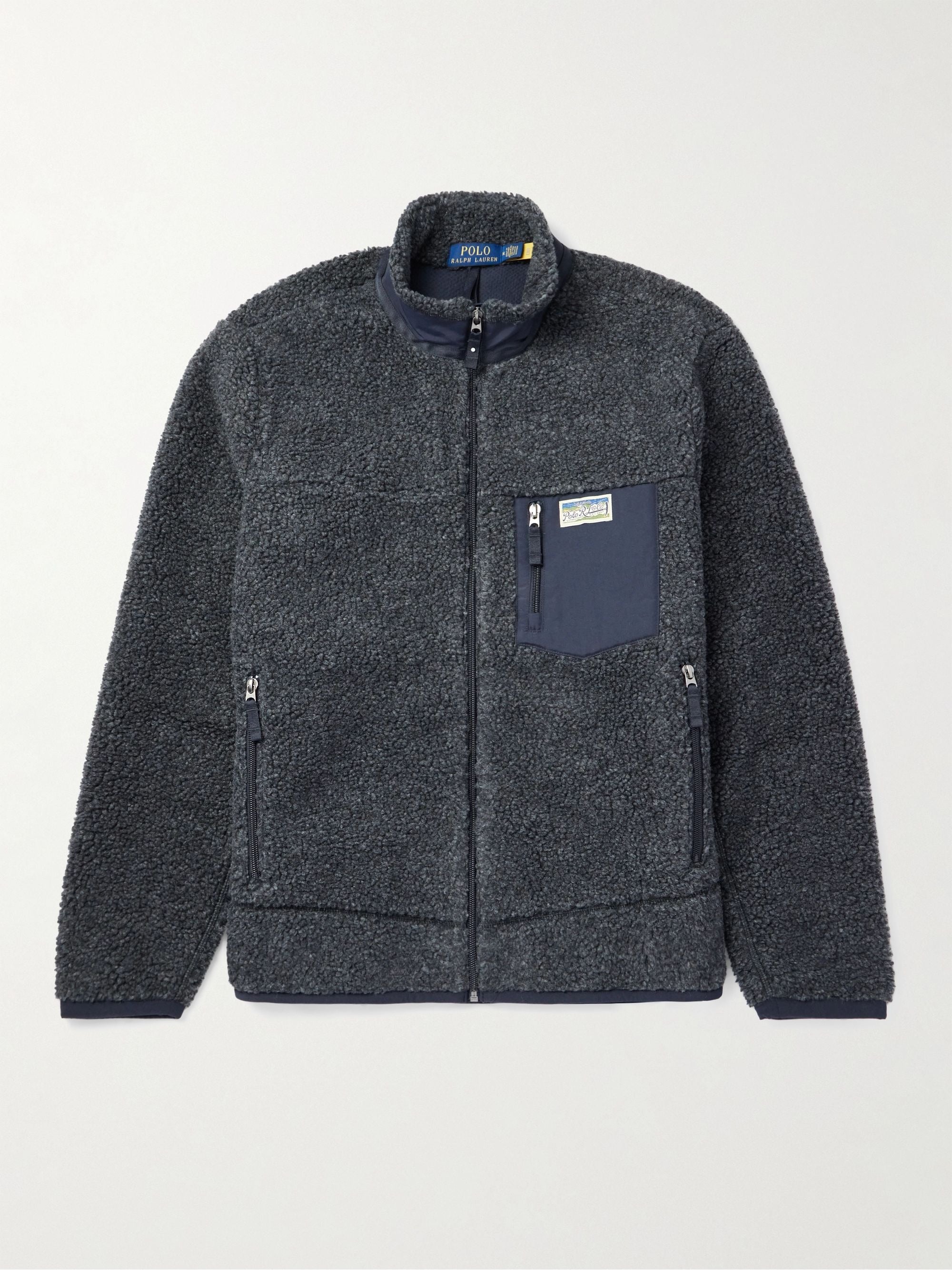 Polo Ralph Lauren Mens Pile Fleece Zip Up Jacket Blue Medium