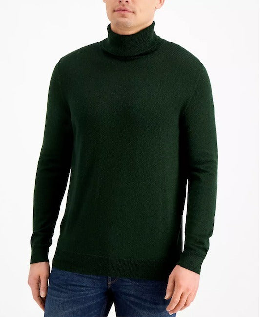 Club Room Mens Merino Wool  Turtleneck Sweater Green Small