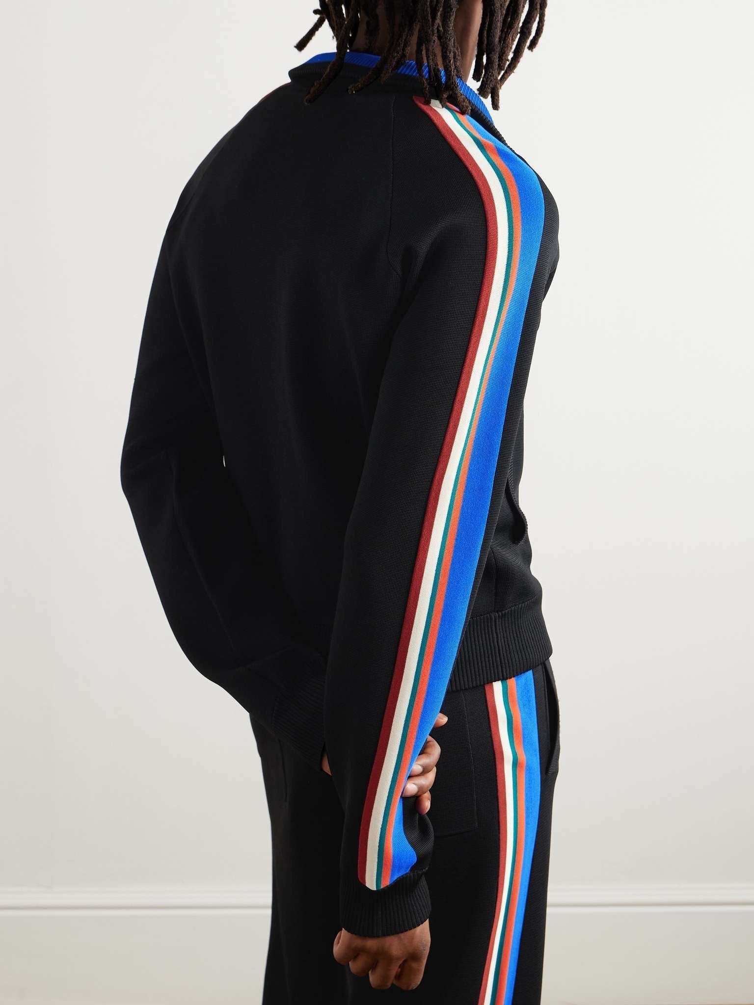 WALES BONNER Mens Tide Striped Knitted Track Jacket XL Black