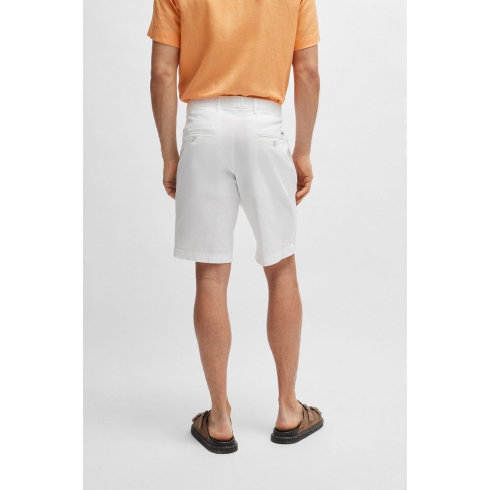 Hugo Boss Mens slim-fit shorts in stretch-cotton twill Size 32 White