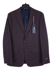 Tommy Hilfiger Mens Modern fit Sport Coat Blazer 38 R Burgundy Red Plaid
