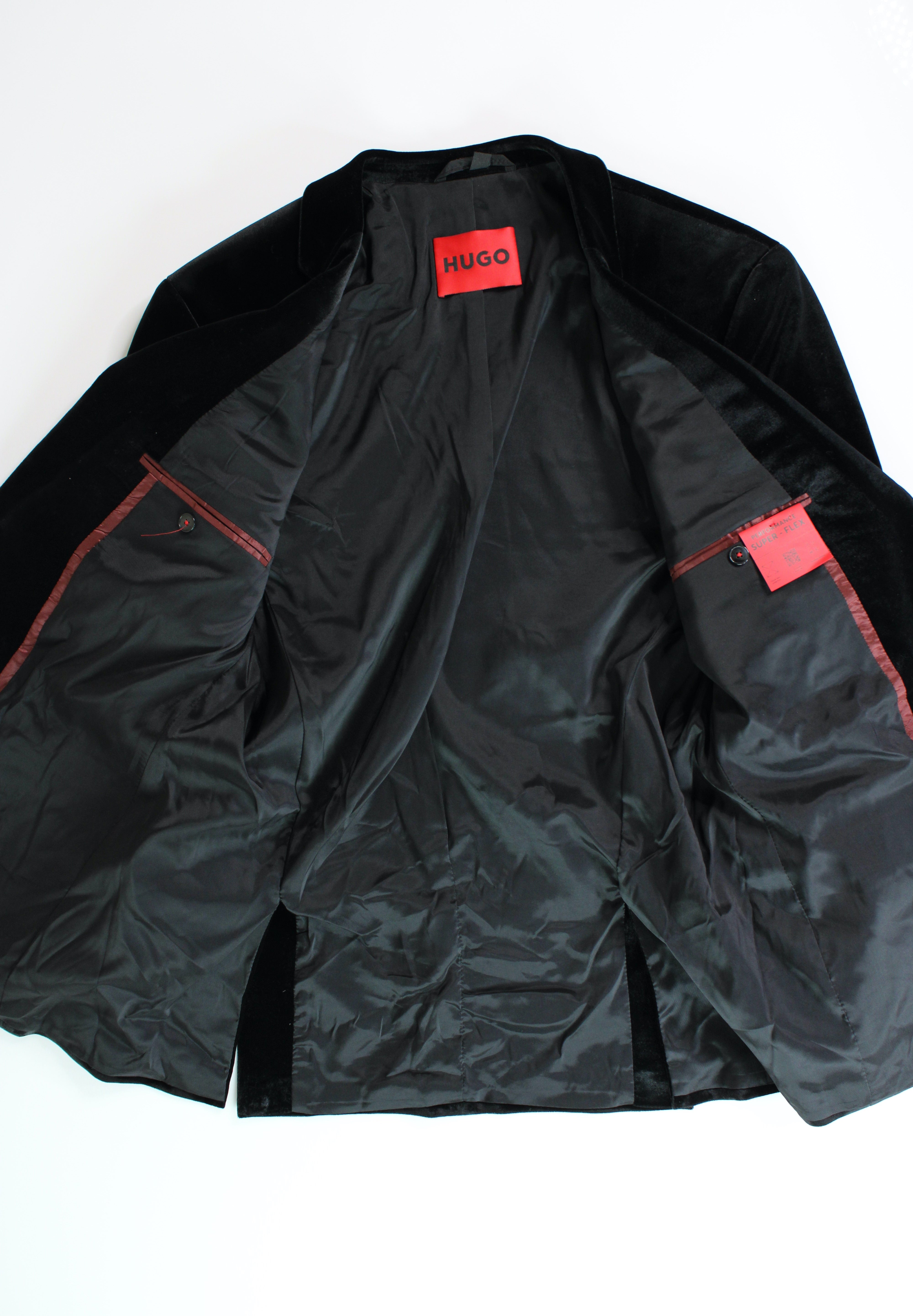 HUGO BOSS Mens Modern-Fit Velvet Dinner Tuxedo Jacket Black 42R