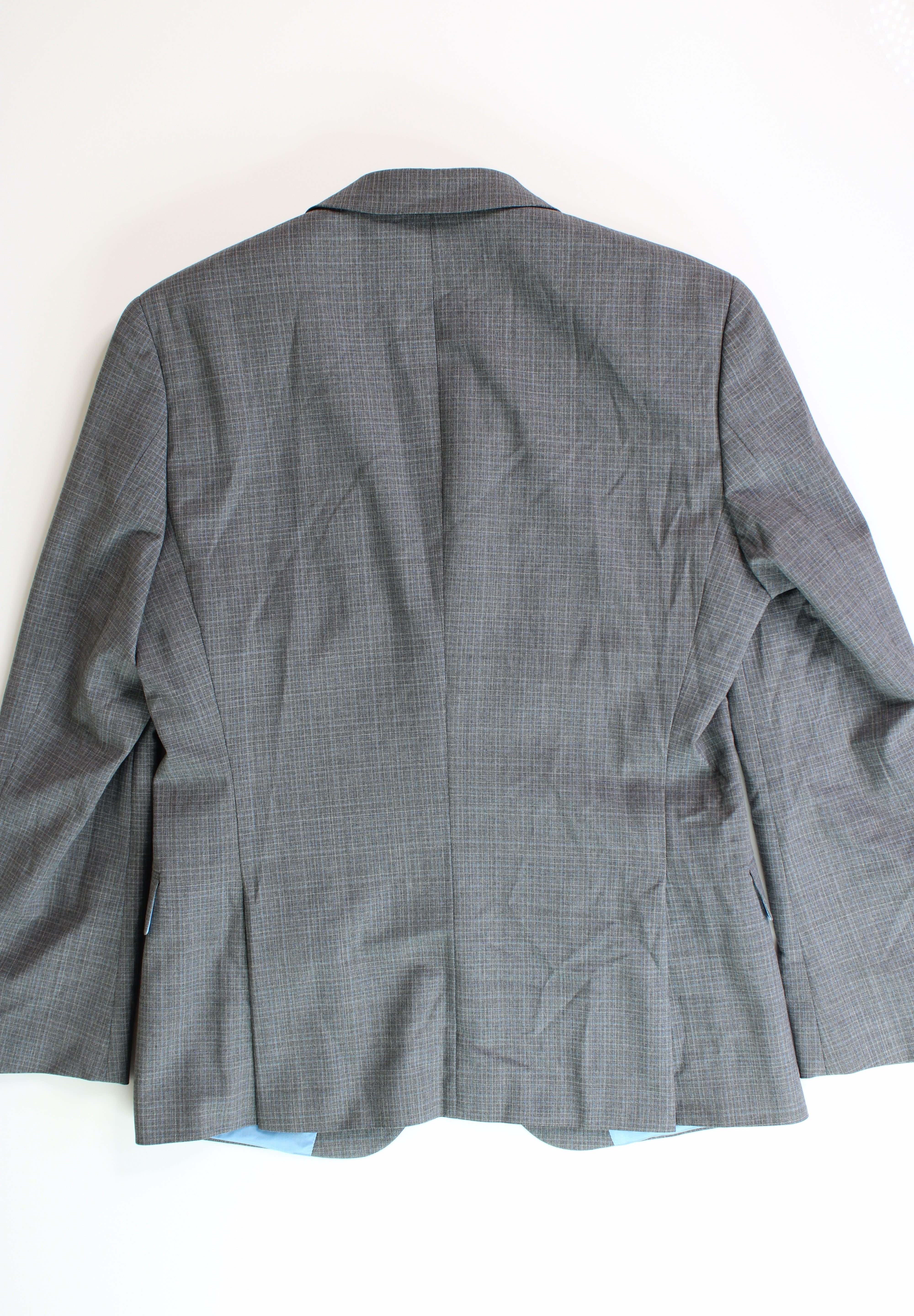 HUGO BOSS Men's Slim-Fit Stretch Mélange Wool Suit Jacket 38R Mid Grey