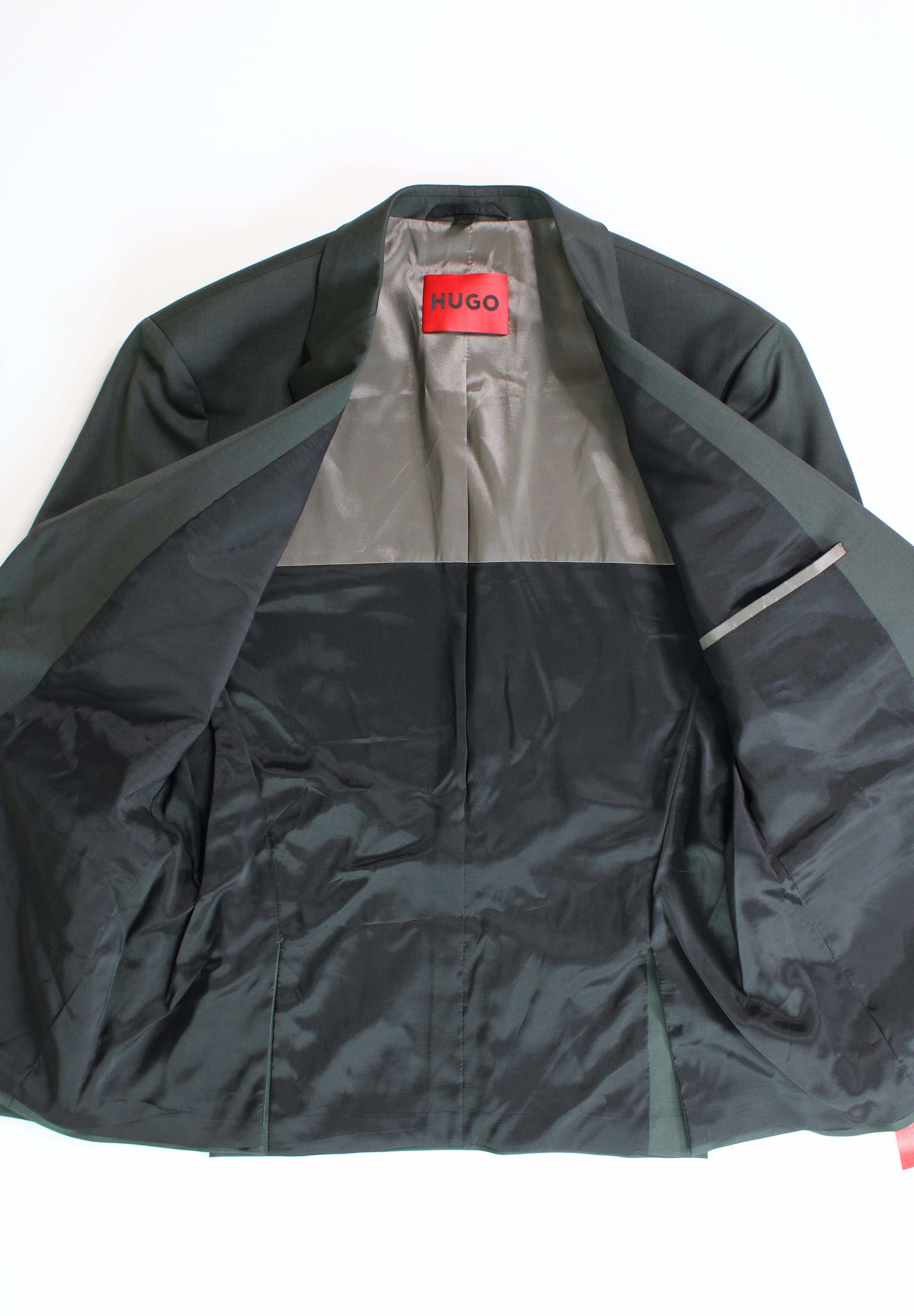 HUGO BOSS Mens Modern-Fit Super Flex Suit Jacket Dark Green 40S