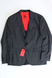 HUGO BOSS Men's Suit Jacket 40R Charcoal Plaid Modern Fit Wool
