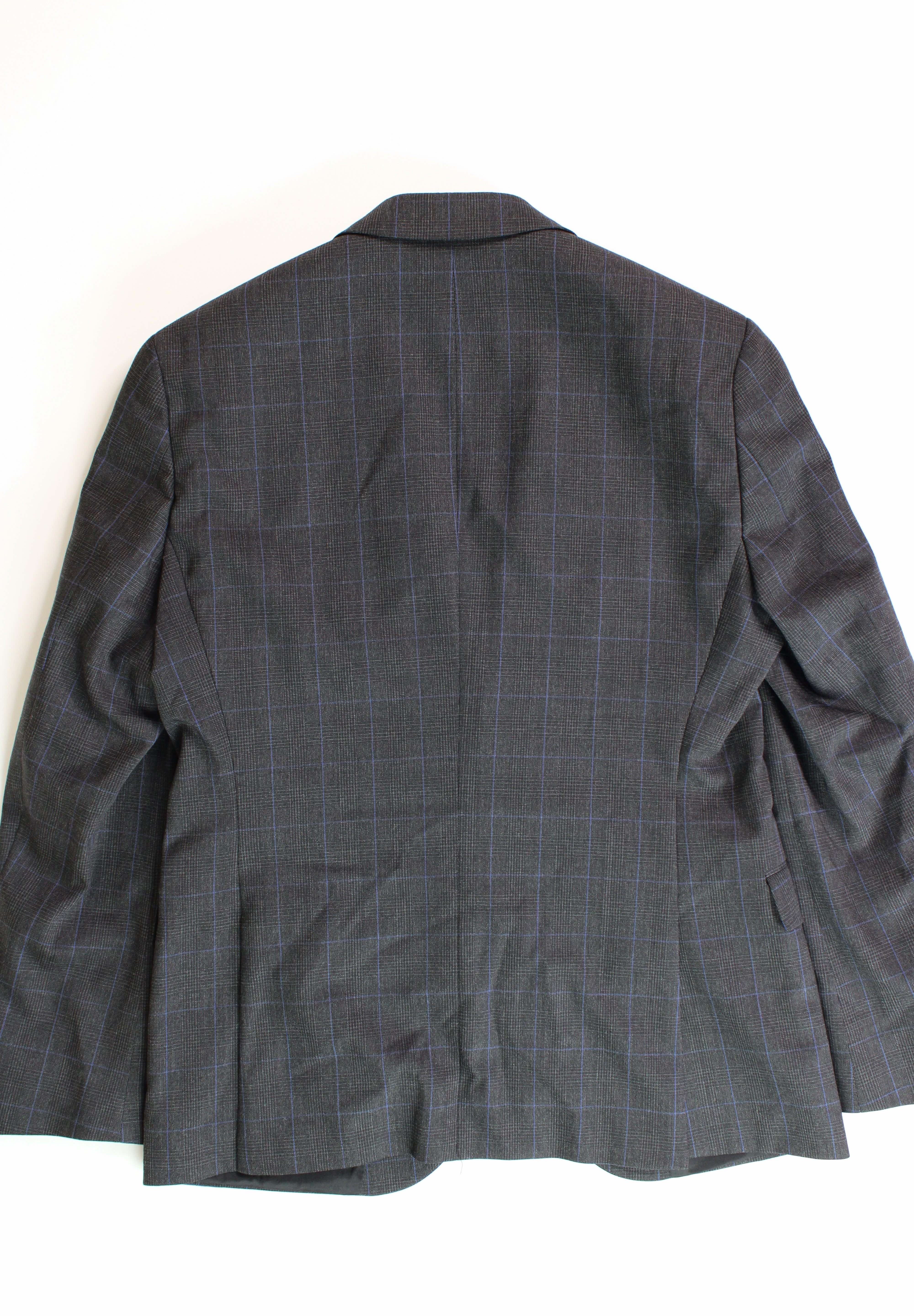 HUGO BOSS Men's Suit Jacket 40R Charcoal Plaid Modern Fit Wool