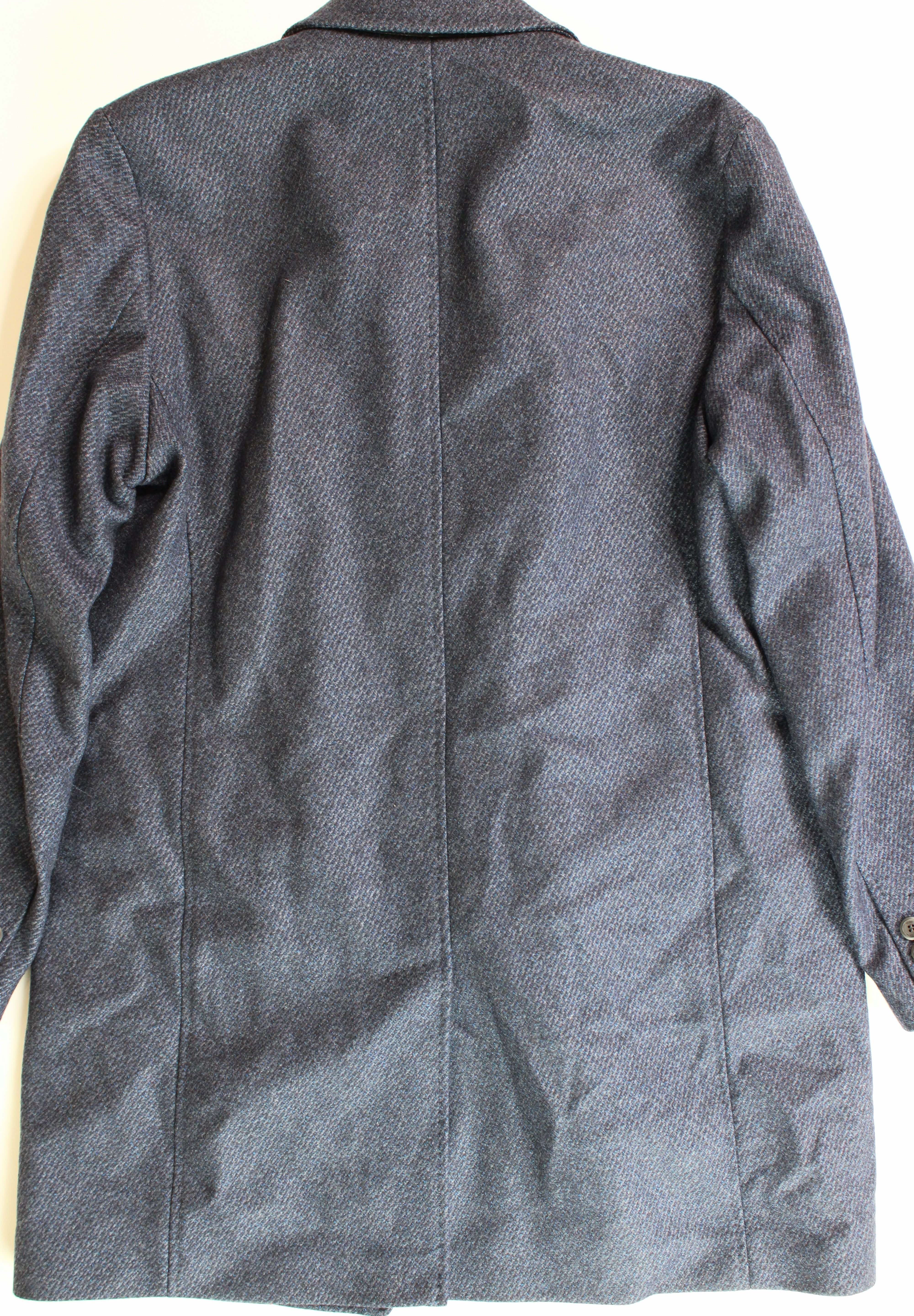 Hugo Boss Mens Milogan Wool Blend Textured Slim Fit Over Coat 46R Blue