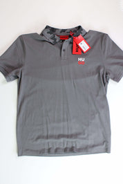 HUGO BOSS Men's Decho Camo-Collar Polo Shirt Large Grey