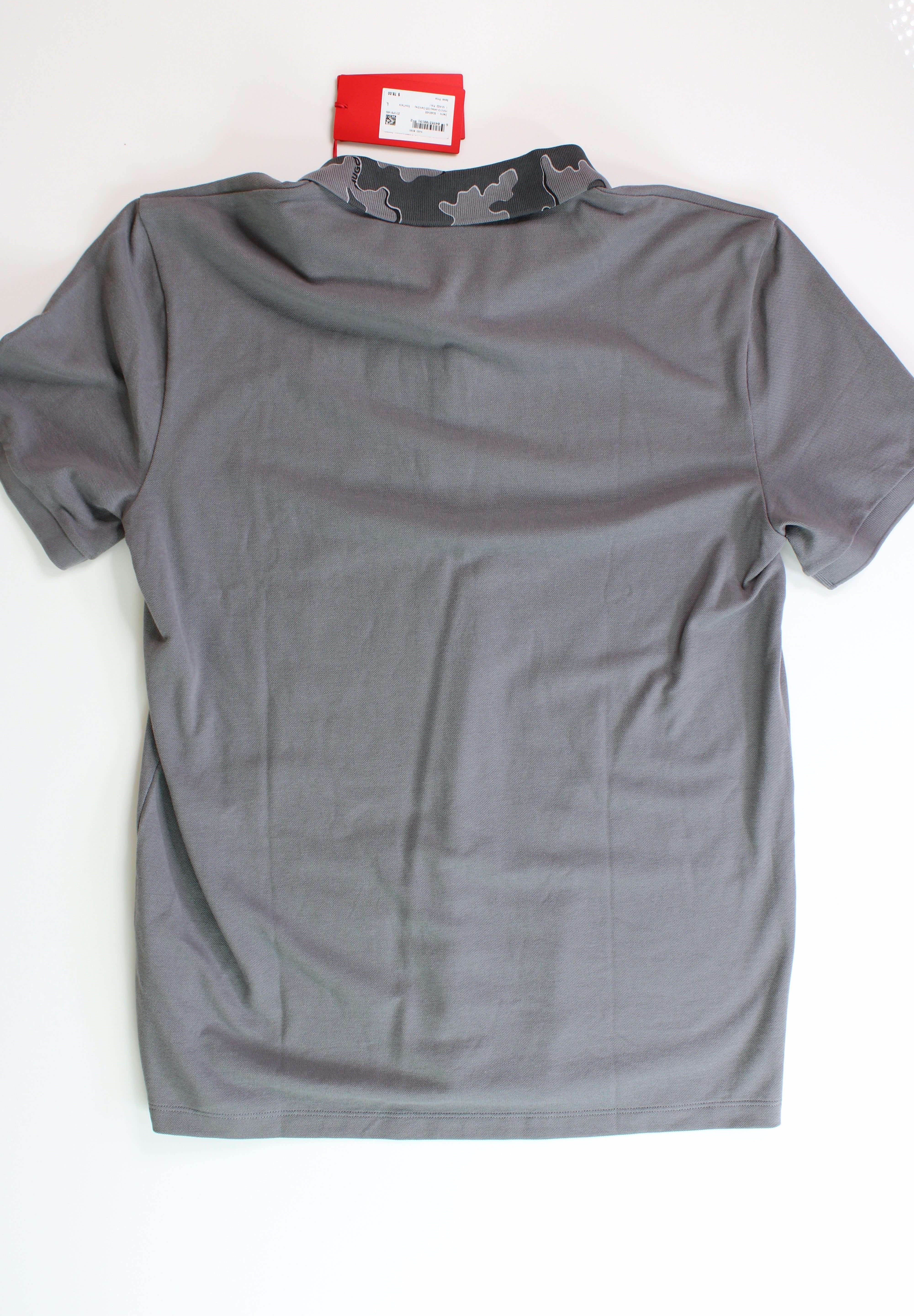 HUGO BOSS Men's Decho Camo-Collar Polo Shirt Large Grey