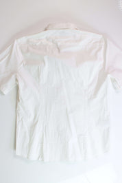 HUGO BOSS Mens Slim-Fit Tonal Embroider Button Short Sleeve Shirt Medium White
