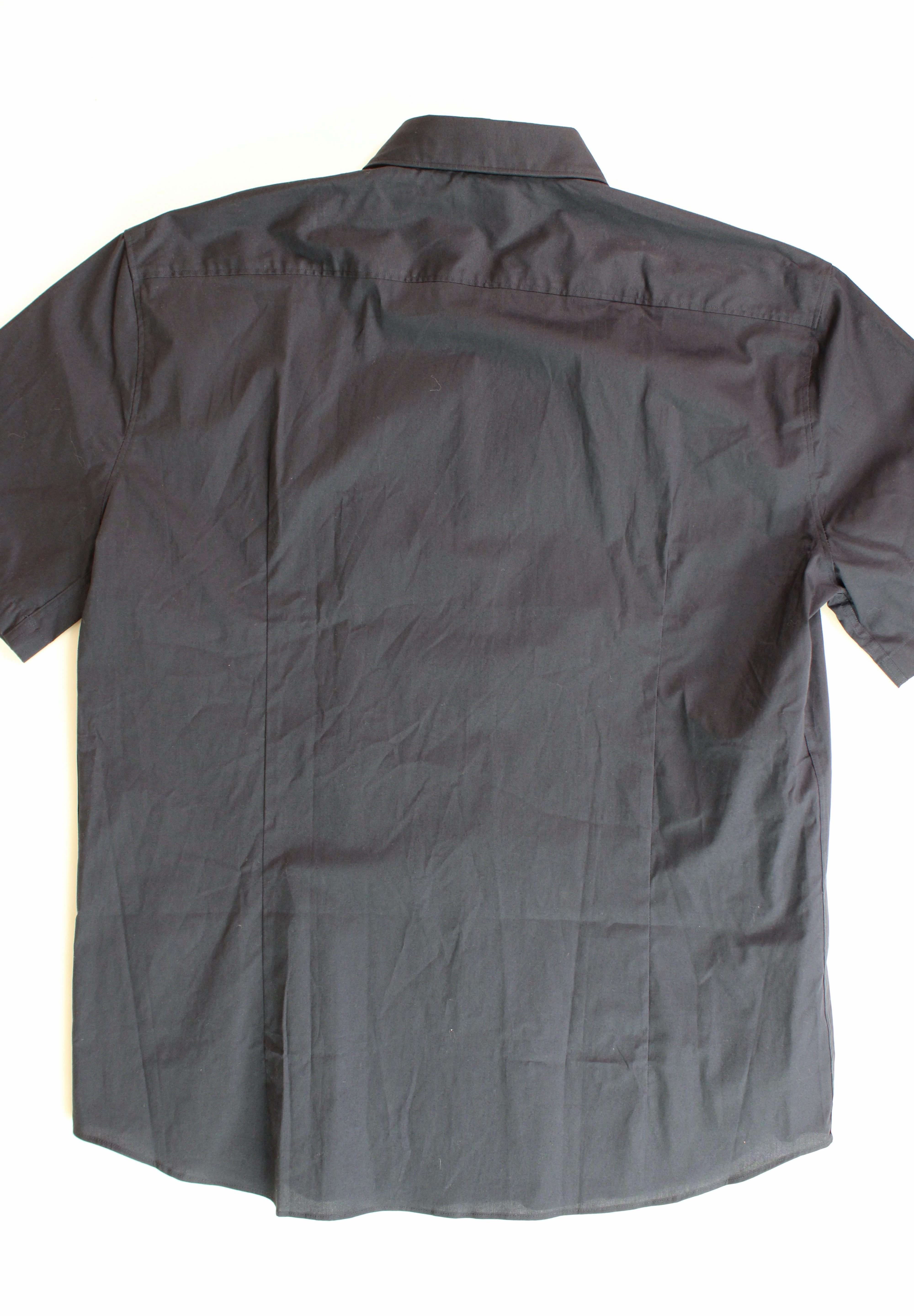 HUGO BOSS Mens Diegol Slim-Fit Short-Sleeve Button Shirt Small Navy Blue