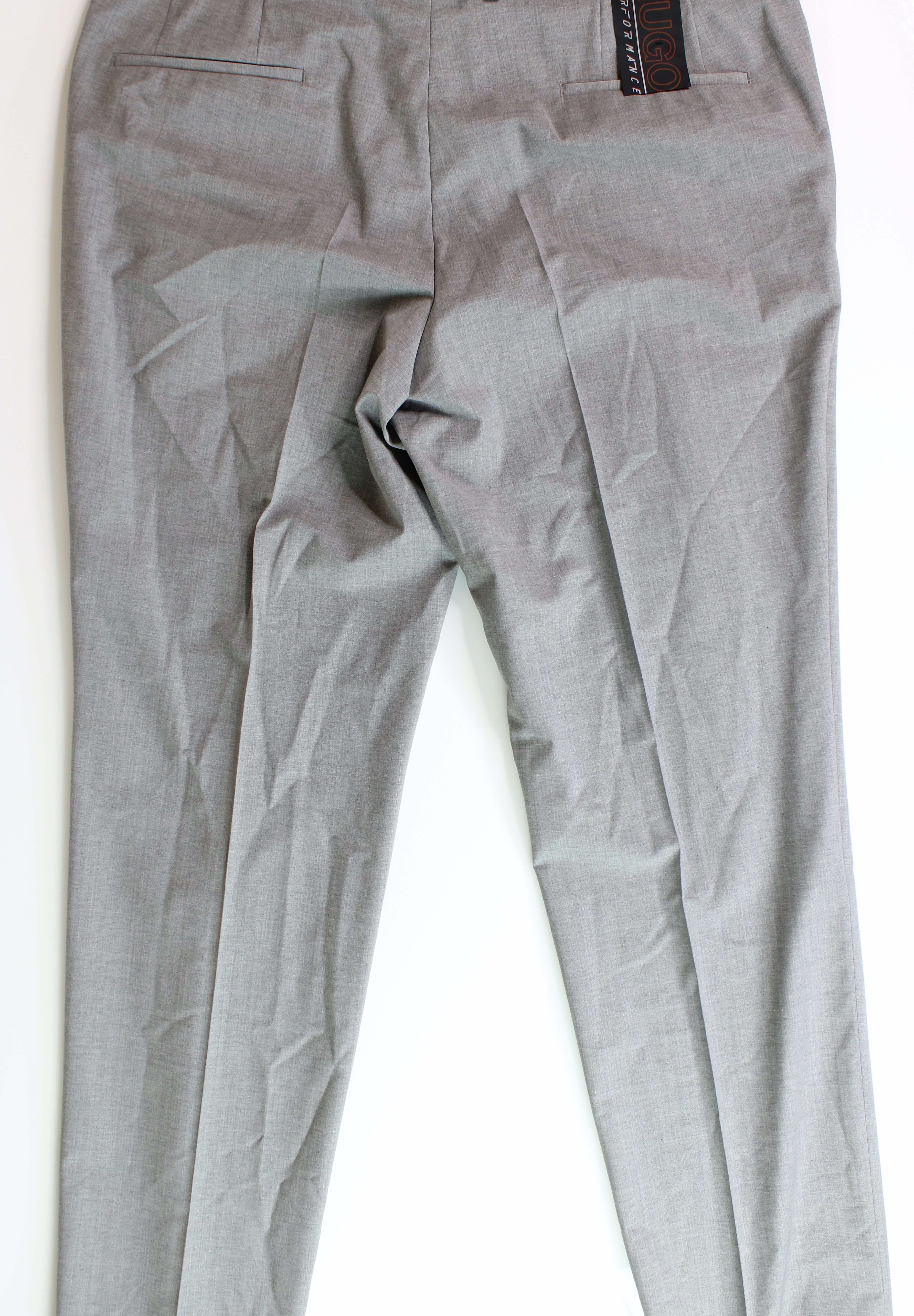 HUGO Boss Men's Gray Textured Modern-Fit Wool Suit Dress Pants 40 x 32