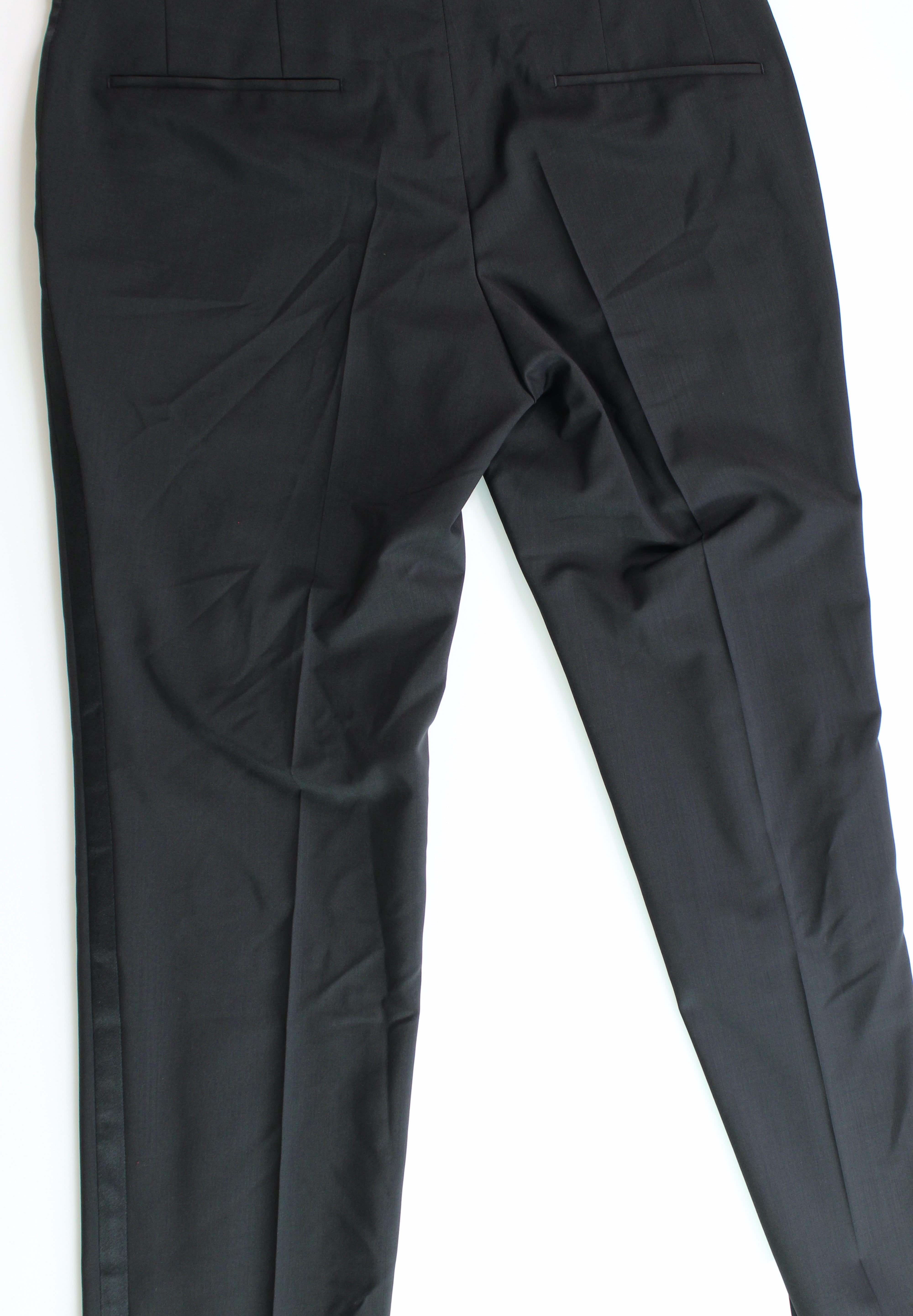 Hugo Boss Griffin Slim Fit Black Tuxedo Pants 34 x 32 Black Flat Front