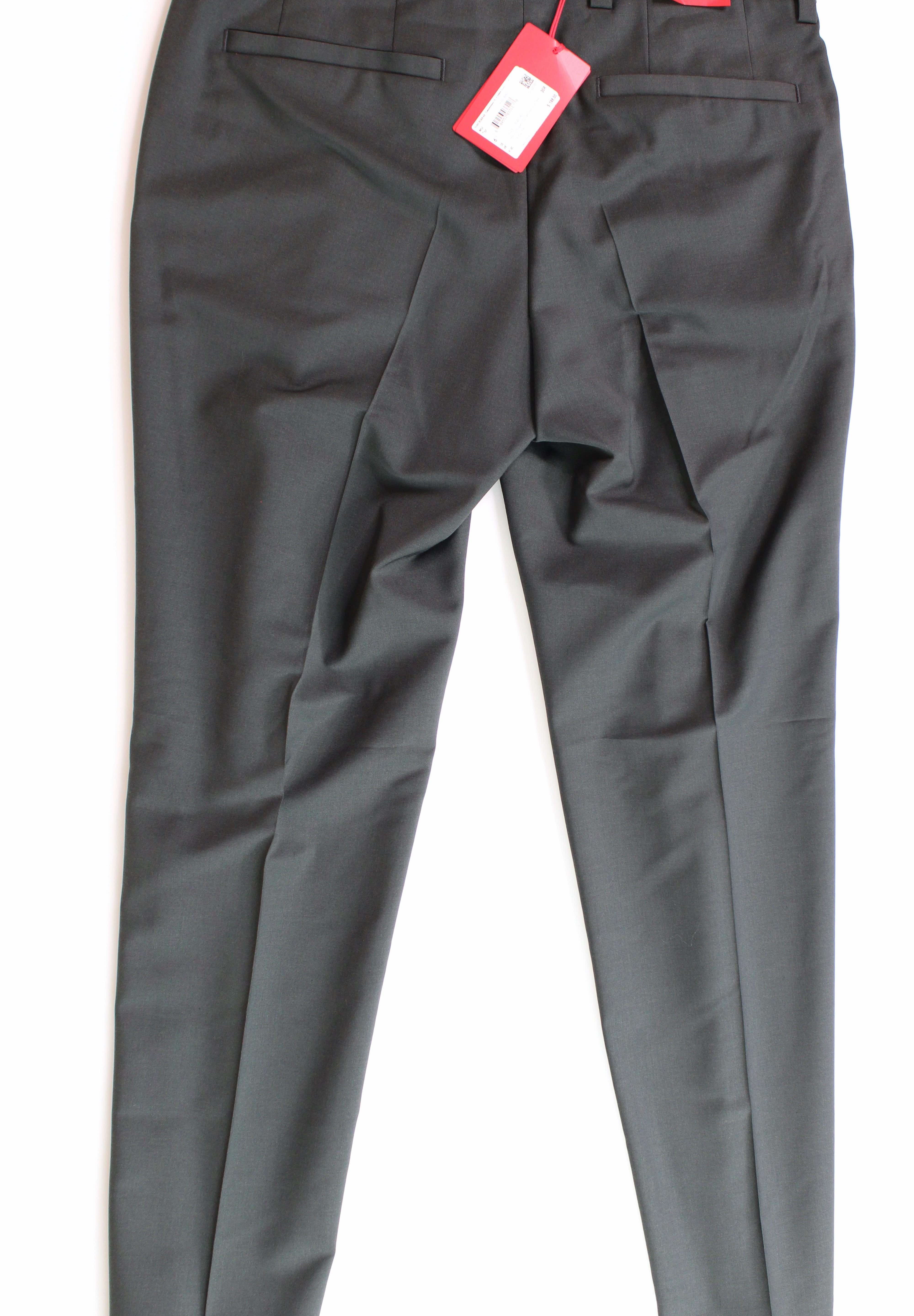 HUGO Boss Mens Modern-Fit Super Flex Dark Green Dress Pants 38 x 32