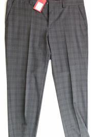 HUGO BOSS Men's Modern-Fit Check Suit Dress Pants 34 x 32 Charcoal Grey