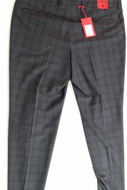 HUGO BOSS Men's Modern-Fit Check Suit Dress Pants 34 x 32 Charcoal Grey