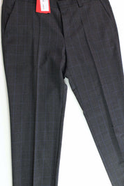 Hugo Boss Mens Modern- Fit Wool Plaid Suit Dress Pants Charcoal Grey 38 x 32