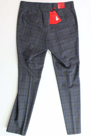 HUGO Mens Slim-Fit Suit Dress Pants Plaid Grey 30 x 32