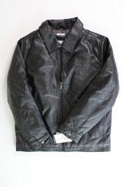 Perry Ellis Men's Classic Leather Jacket - Black Medium