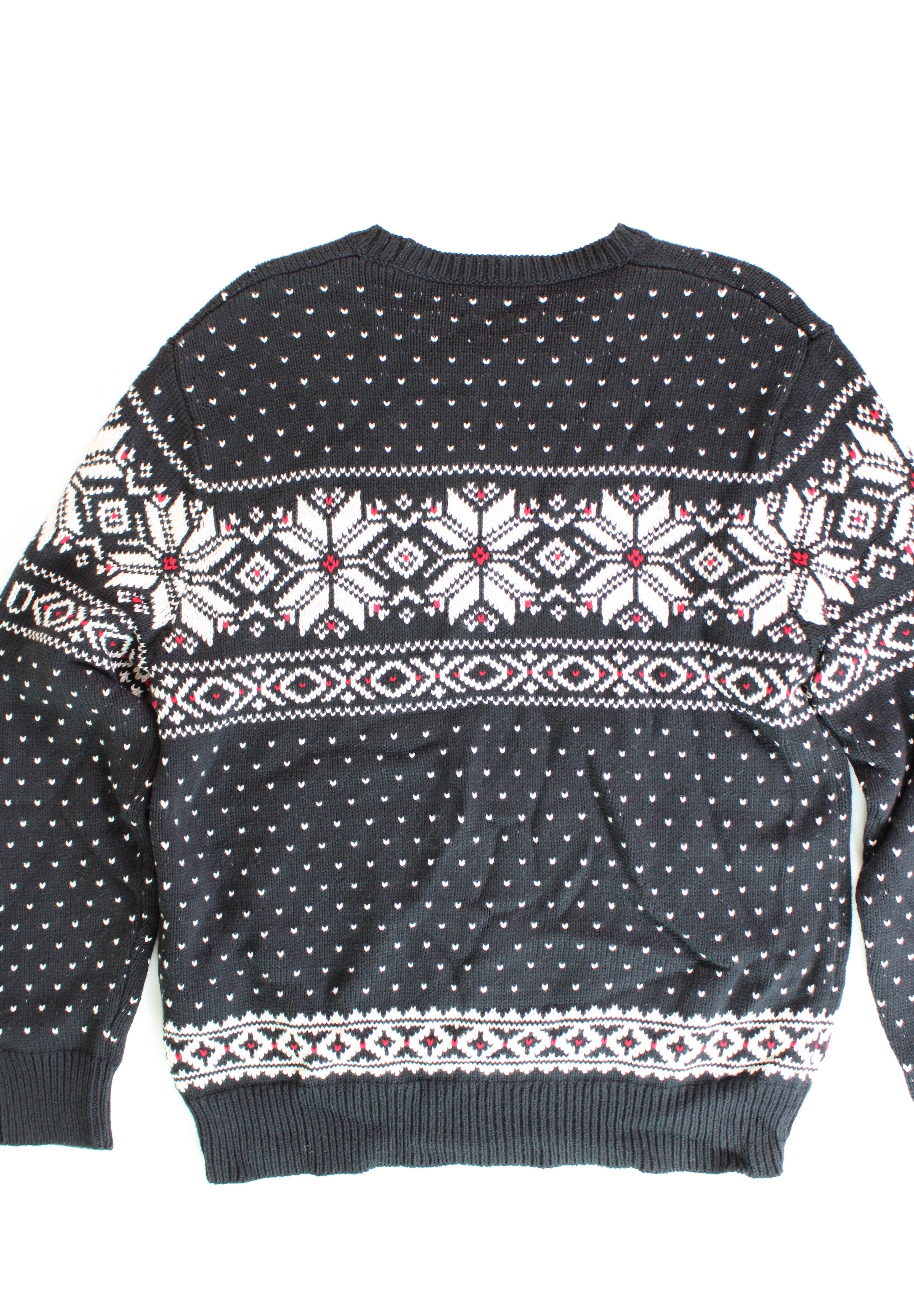 Polo Ralph Lauren Mens Sweater Large Black Cotton / Cashmere Crewneck
