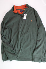 Polo Ralph Lauren Big & Tall Double-Knit Quarter-Zip Sweatshirt 3LT Green